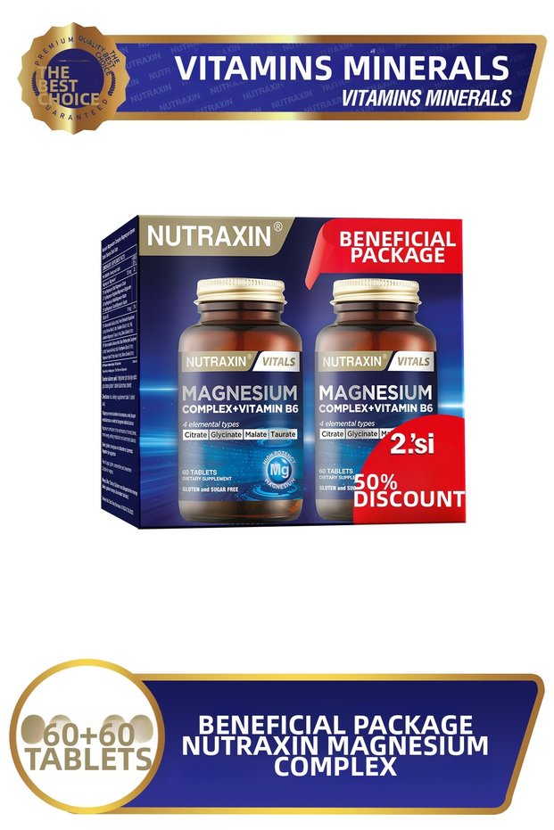 Magnesium Complex 2. 50% - 2X60 Tablets - Bisiglinate - Taurate - Malate - Citrate - B6