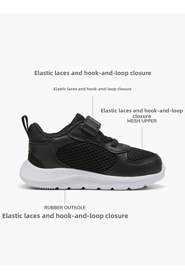 Low boots, regular fit, elastic bands and hook-and-loop, comfort and support.