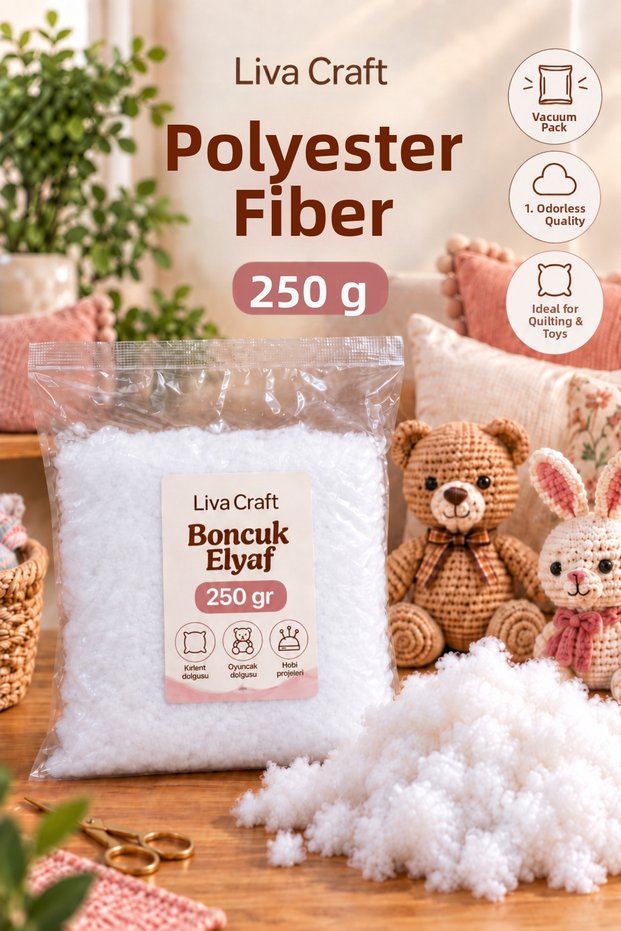Bead Fiber 250Gr, in Vacuum Bag, Hobby Filling Fiber