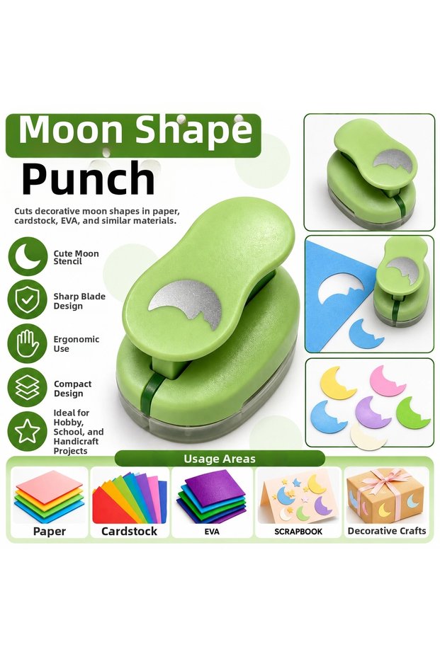 Moon Shaped Medium Size Shaped Hole Punch | Paper Background Cardboard Eva Hole Punch | Scrapbook Hobby Hole Punch