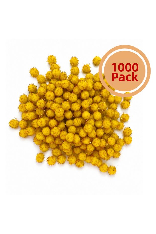 Glitter Pompom Yellow 20 mm Pack of 1000 Decoration Decoration Hobby Handicraft Accessory