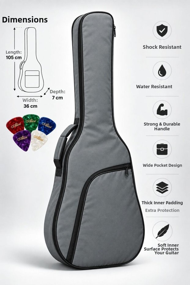 Egc-37Gr Gray Electric Guitar Case Waterproof Softcase with Thick Pads