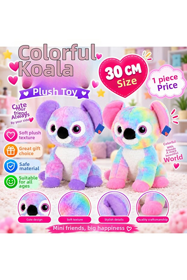 Plush 30 cm Colorful Koala (Price Is Per Piece)