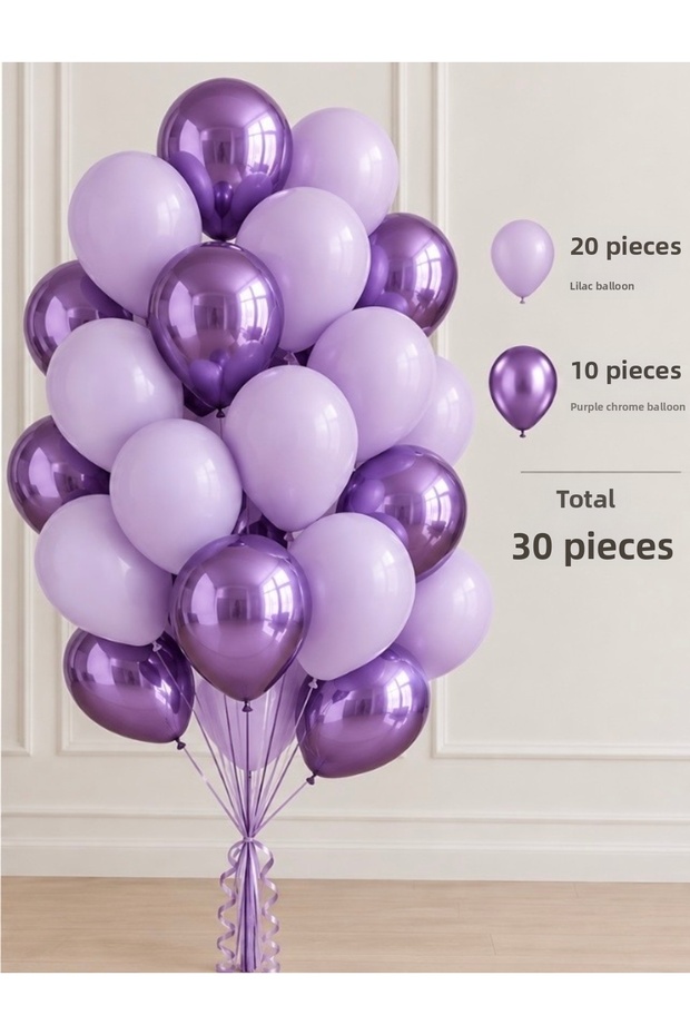 30-Piece Balloon Set – 20 Macaron Balloons + 10 Chrome Balloons