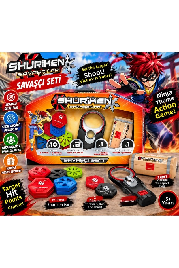 Shuriken Warriors Warrior Set Ninja Themed Action & Strategy Toy Set Shuriken and Launcher