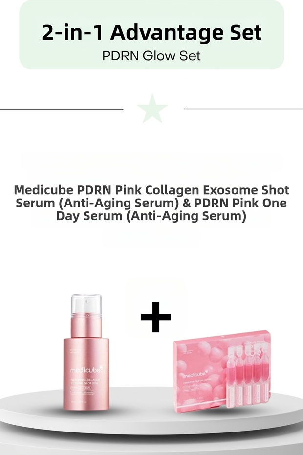Pdrn Glow Set: Pdrn Pink Collagen Exosome Shot Serum (Anti-Aging Serum) +Pdrn Pink One Day Serum (Anti-Aging Serum)
