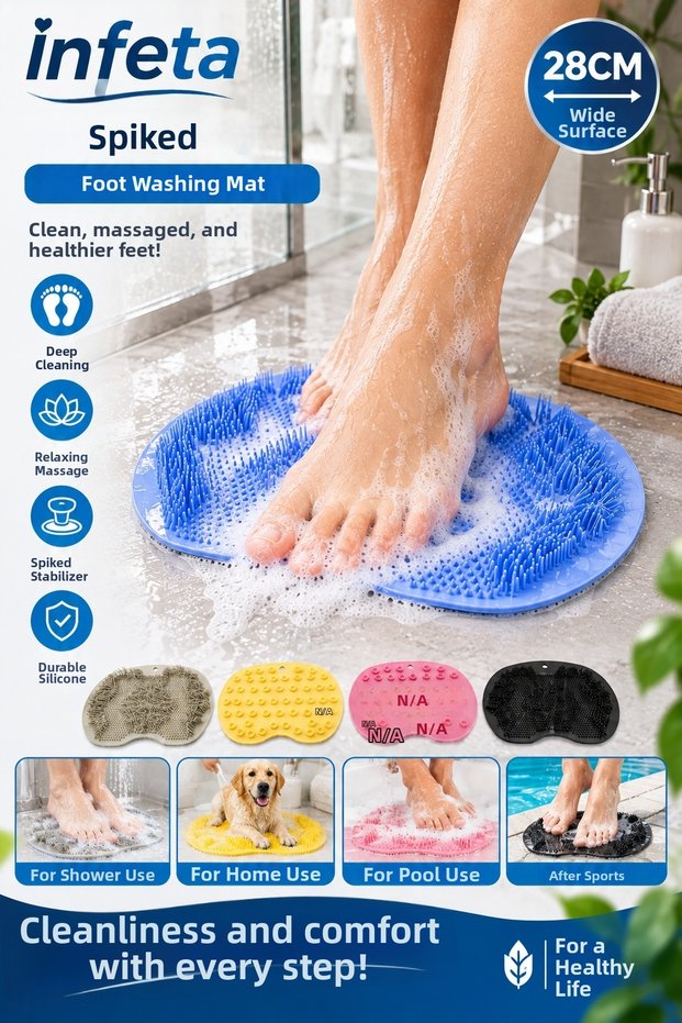 28 cm Bathroom Brush with Suction Cup Foot Massage Pad Back Scrubber Shower Washing Loofah
