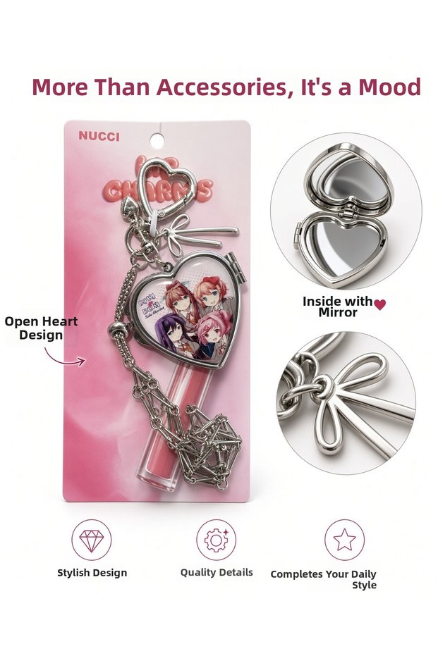 Metal Mirror Keychain Gloss Holder Nezuko,Gojo,Zerotwo Acrylic Comes in 1 Piece