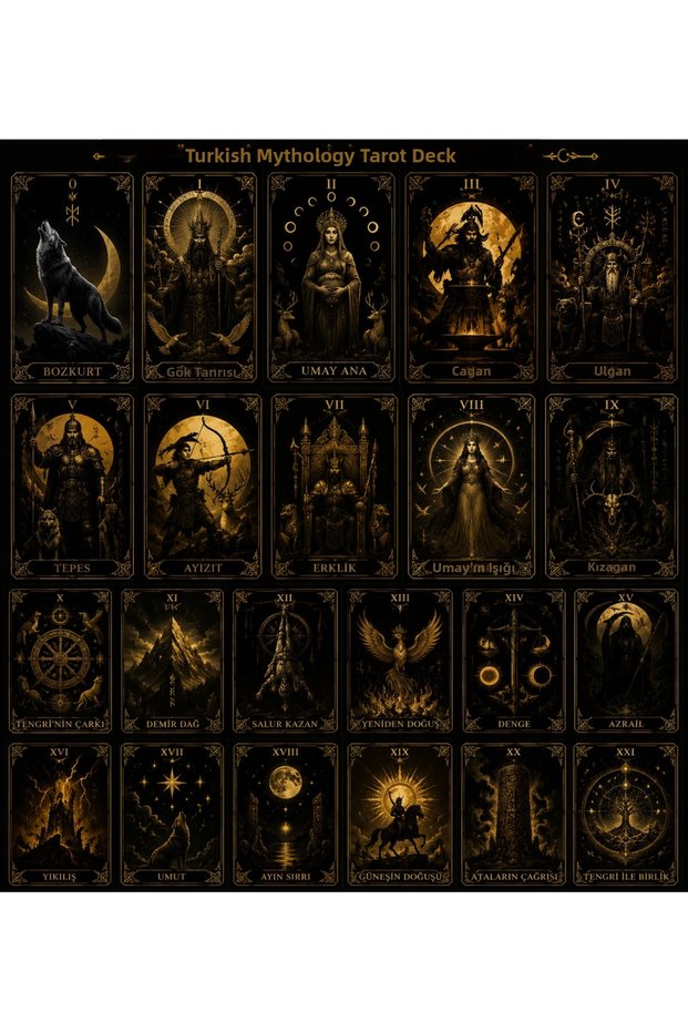 Turkish Mythology Themed Tarot Cards (10X15 cm 13 Pieces)