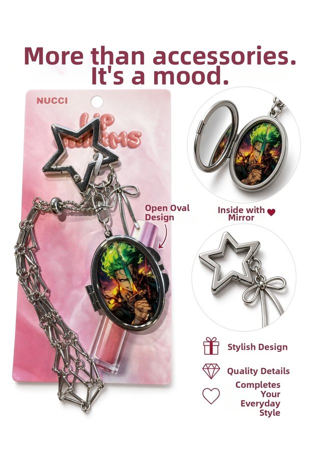 Metal Mirrored Gloss One Piece Charm Keychain with Holder Comes in 1 Piece
