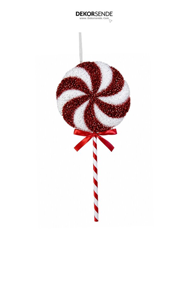 Christmas Ornament Lollipop Candy Stick Glittery Spiral Red White 48 cm