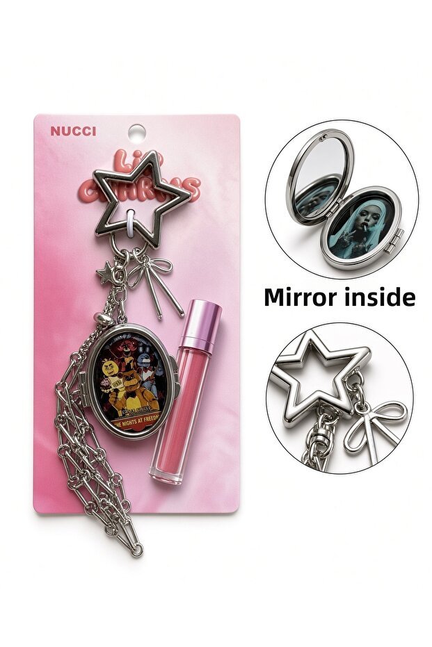 Metal Mirrored Gloss Holder Character Charm Fnaf Keychain Comes in 1 Piece