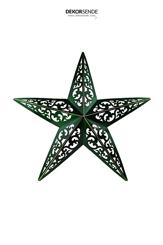 Christmas Decorative Metal Wrought Iron Star Door and Wall Ornament Green 66 cm