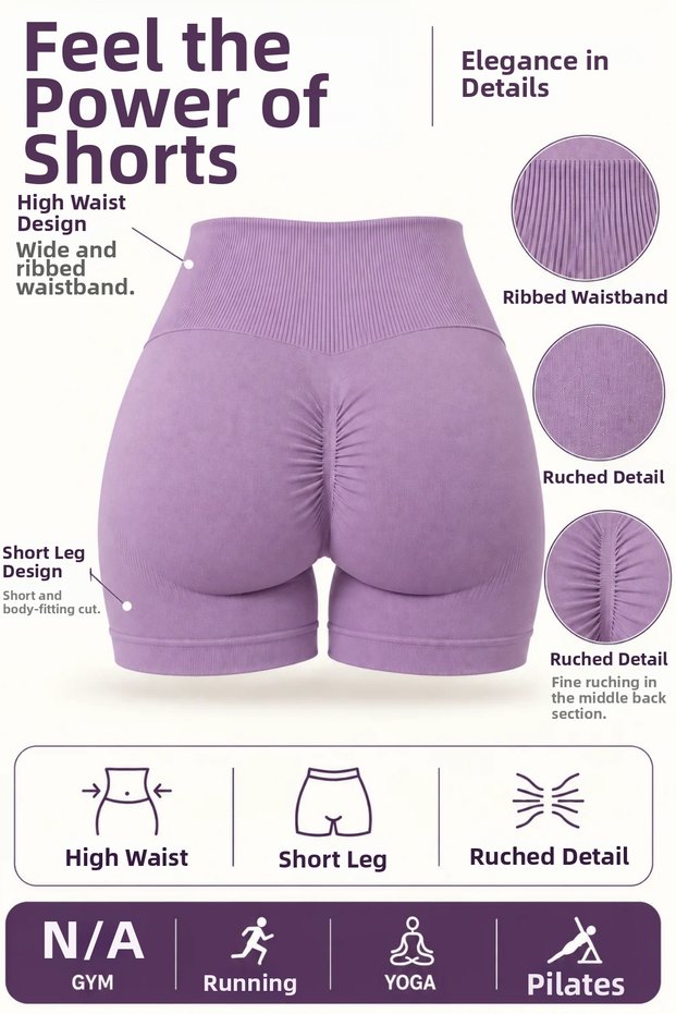 Women's High Waist Scrunch Butt Lifting Short Shorts Leggings Push up Fitness Sports Leggings