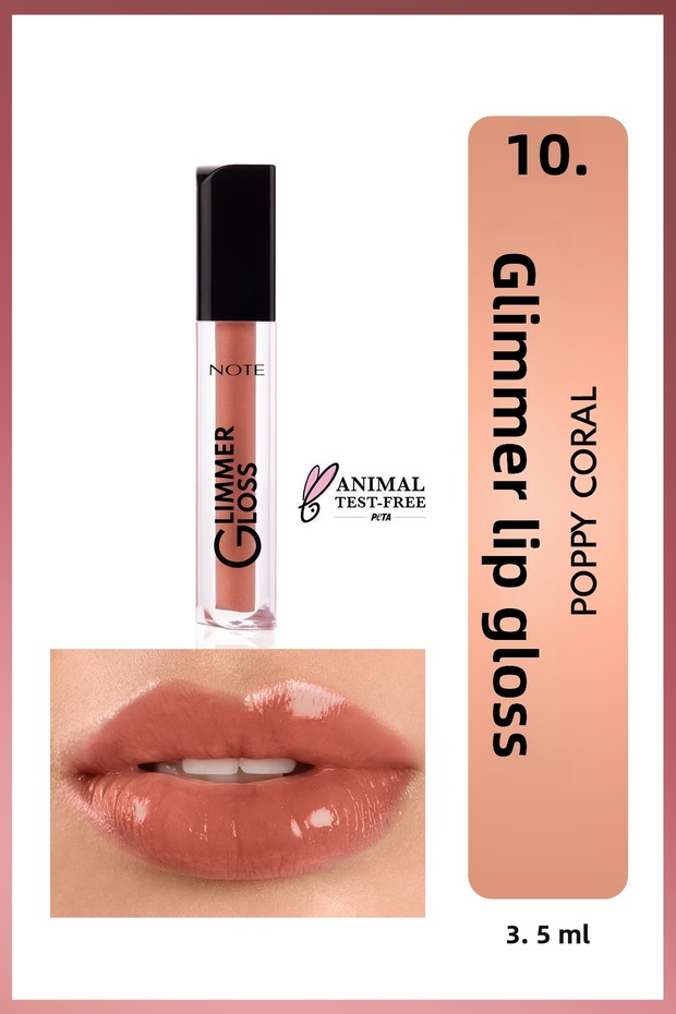 Glimmer Gloss Shimmering Moisturizing Lip Gloss - 10 Poppy Coral