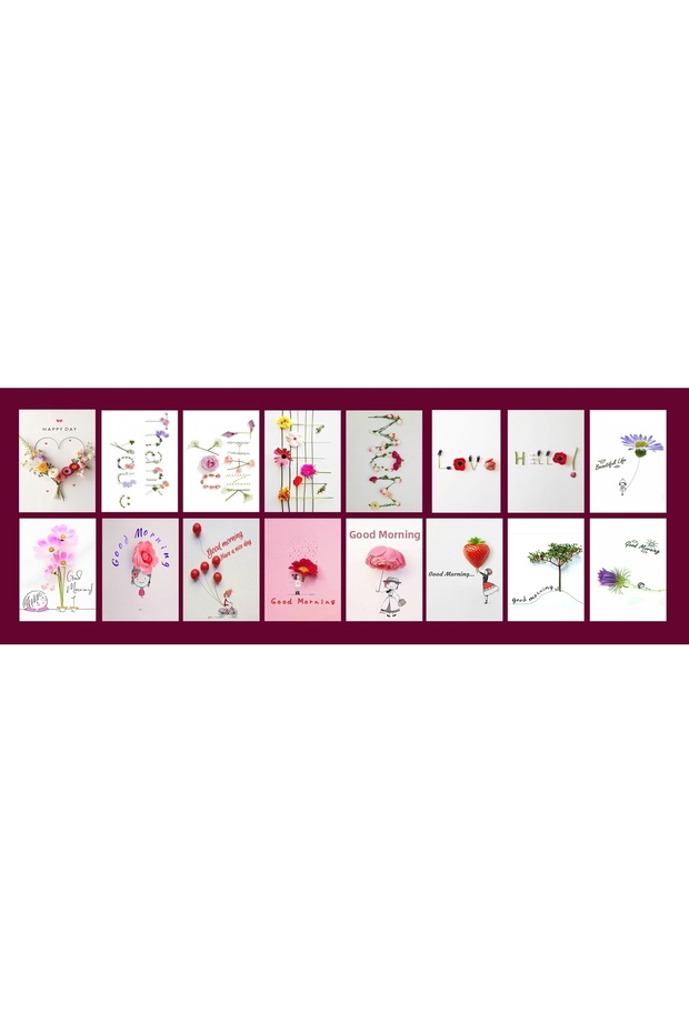 Flowers Themed Postcard Set (10x15 cm 16 Pieces)