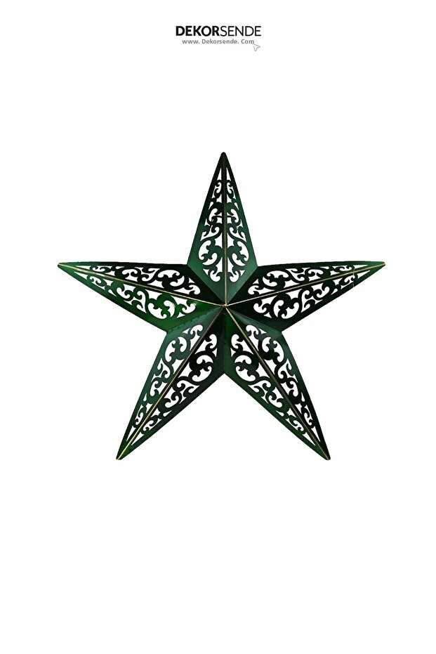 Christmas Decorative Metal Wrought Iron Star Door and Wall Ornament Green 55 cm