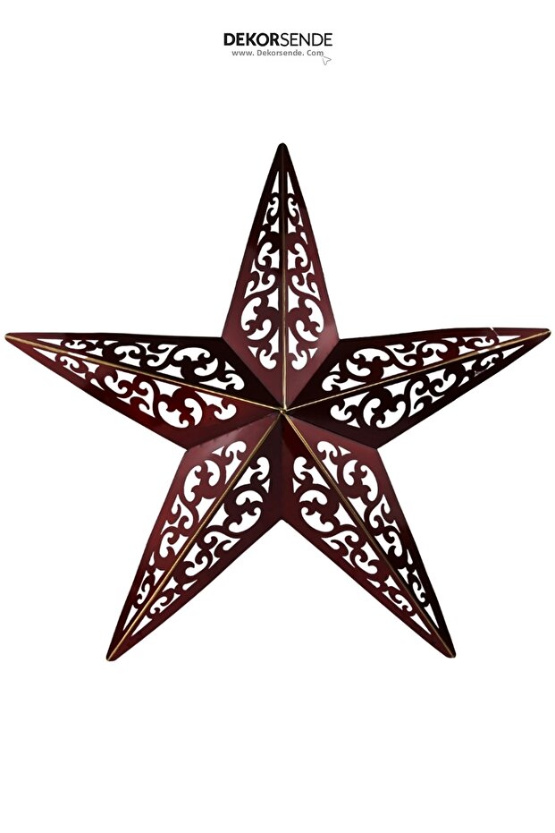 Christmas Decorative Metal Wrought Iron Star Door and Wall Ornament Red 77 cm