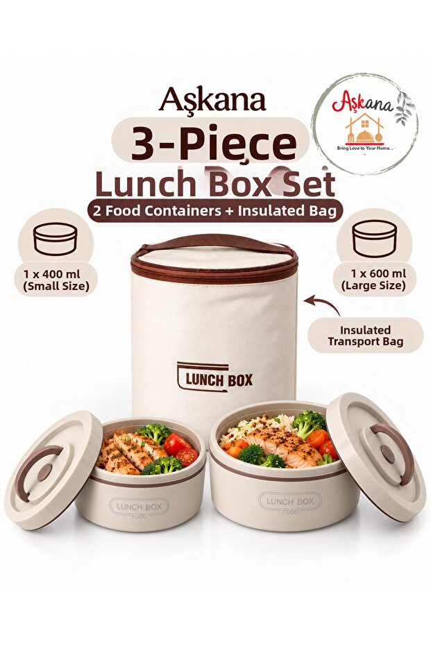 Stainless Steel Portable Lunch Box Vacuum Food Container Set, Heat Insulated Carrying Bag with Fork-Spoon Compartment Set