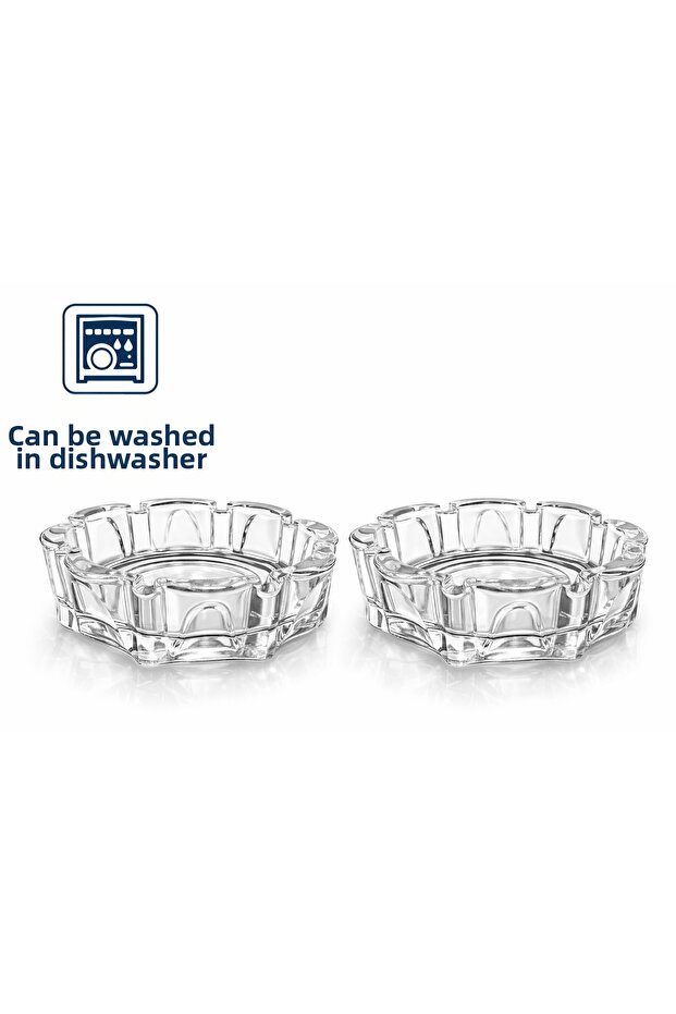 Set of 2 Glass Ashtrays, 10.5 Cm, Crystal-Looking Ashtray, Suitable for Home, Office, Balcony, Cafe Use