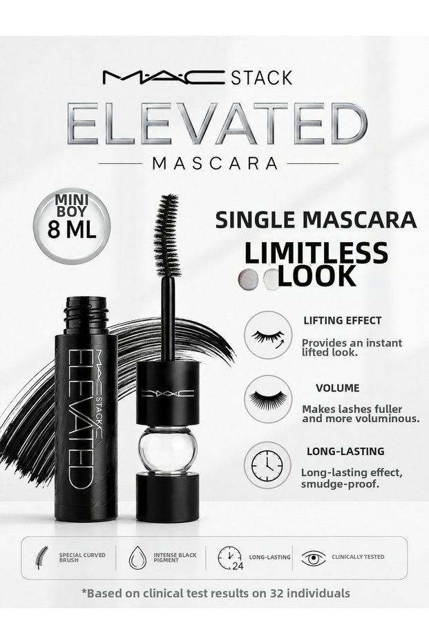 Macstack Elevated Mascara 80 ml – Black Mascara That Creates a Plump and Long-Lash Look
