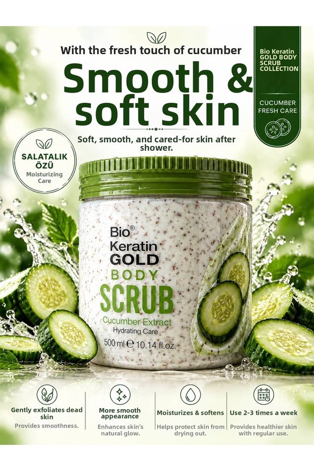 Cucumber Extract Body Peeling 500ml Smooth and Soft Skin Body Scrub