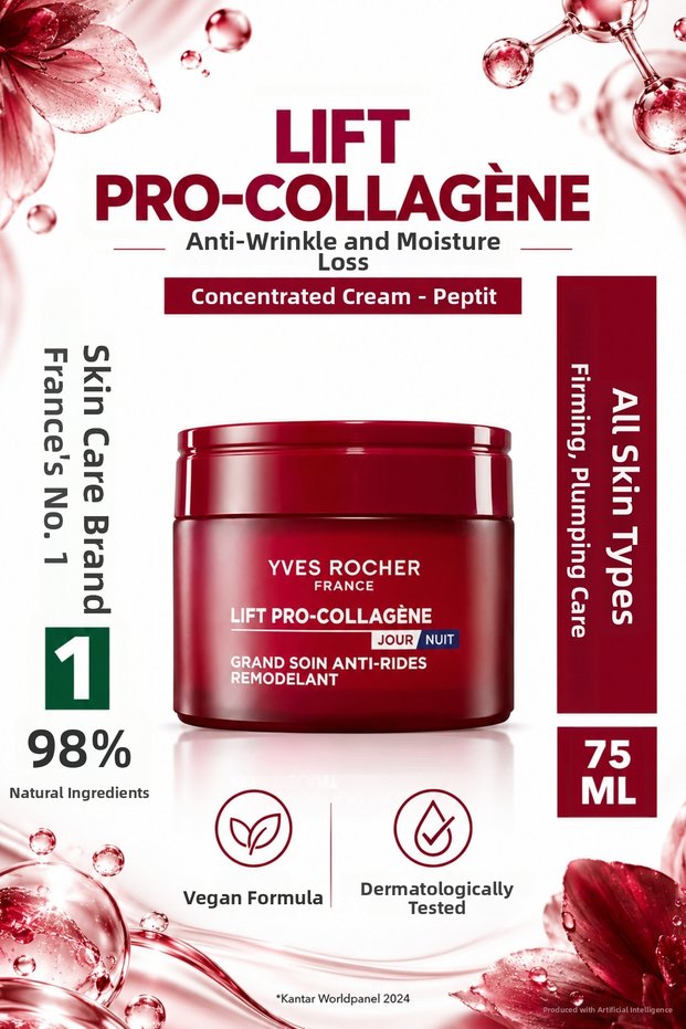 Anti-Sagging and Firming Concentrated Face Cream 50 ml - Peptide and Botanical Collagen Care