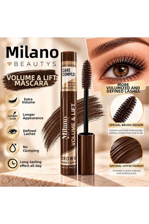 Volume & Lift Brown Mascara – Brown Mascara with Volume and Lengthening Effect