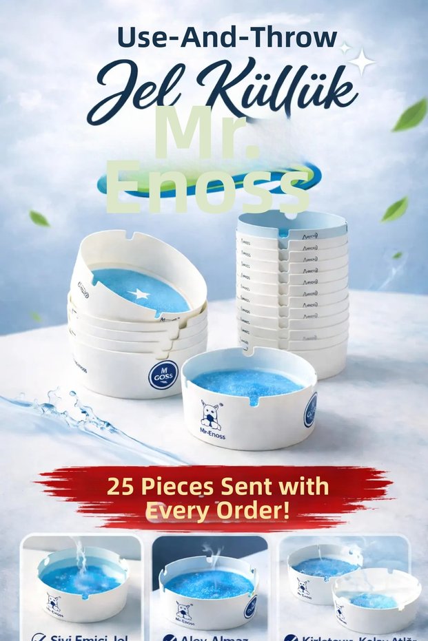 25 Pieces of Odorless Practical Disposable Ashtrays - with Water-Filling Gel Crystal Formula - Smokeless Hygienic Ashtray
