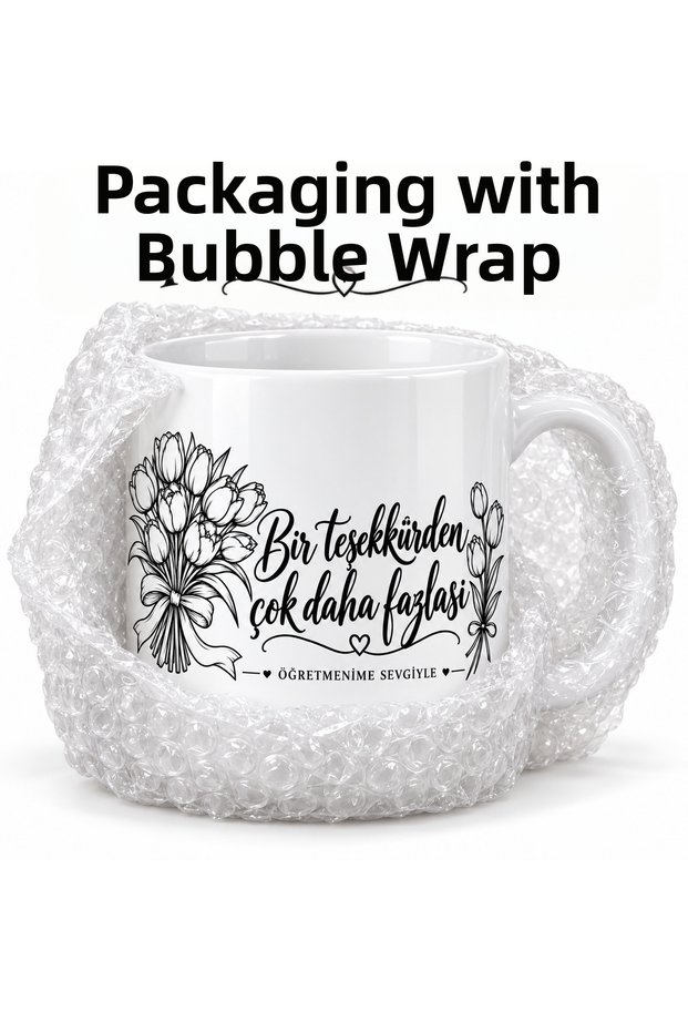 Teacher's Day Gift: a Porcelain Mug with Floral Pattern and the Message "More Than Just a Thank You" 300 ml