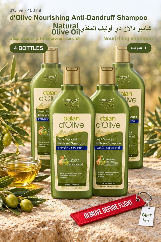 D'Olive Nourishing Anti-Dandruff Shampoo 400 ml X 4 Bottles