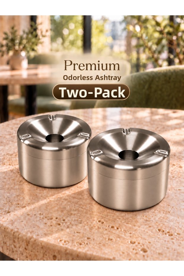 Premium Metal Lidded Odorless Ashtray – Suitable for Outdoor and Indoor Use