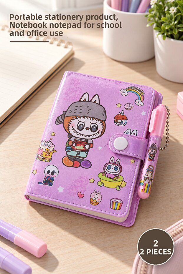 2-Piece Notebook with Pen – Portable Stationery Product, Notebook Notepad for School and Office Use