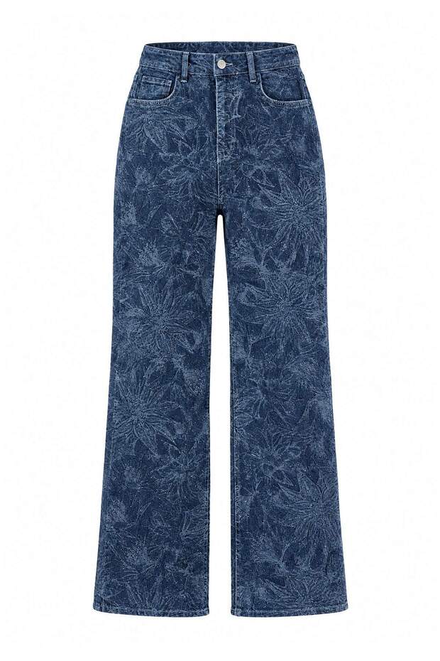 Mavi Lazer Baskılı Yüksek Bel Wide Leg Jeans TWOAW27JE00349