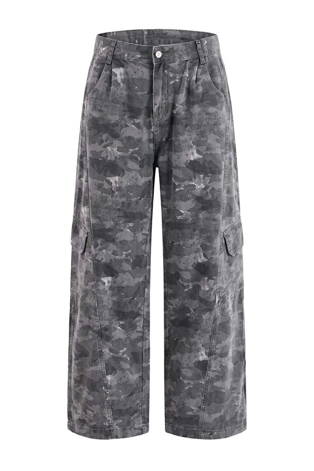 Çok Renkli Kamuflaj Desenli Normal Bel Baggy Jeans TWOAW27JE00321