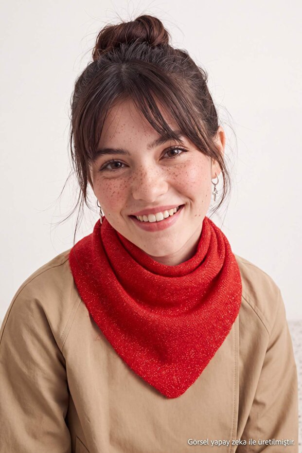 Red Soft Textured Women's Scarf Takaw27At00015