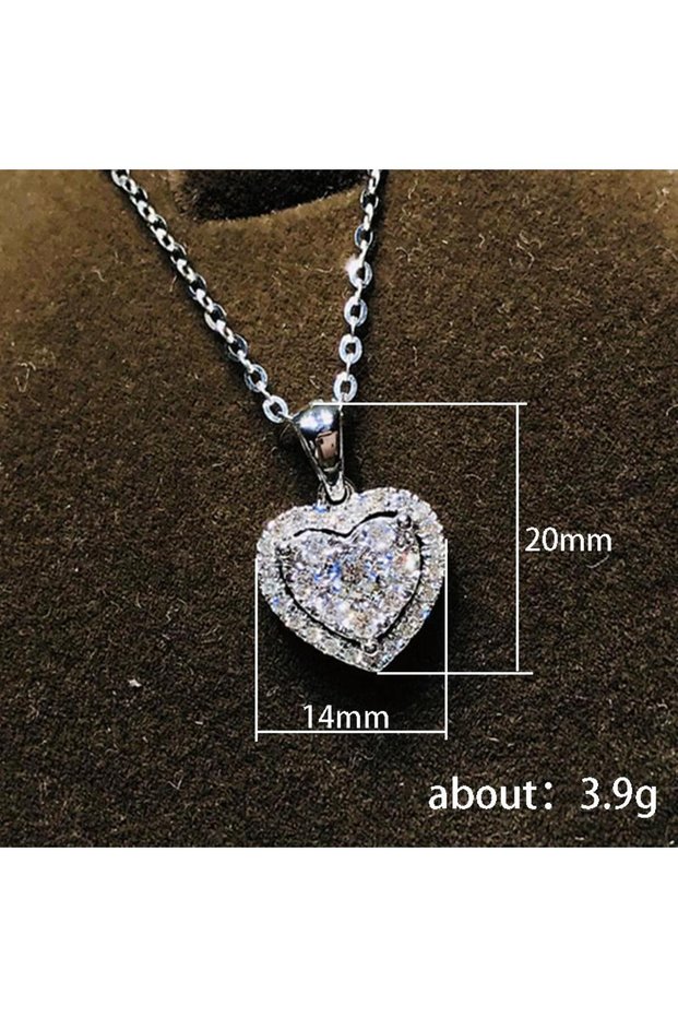 NC23Y0131 Shine Zircon Heart Shaped Pendant Necklace for Women Silver Color Jewelry Wedding Annivers