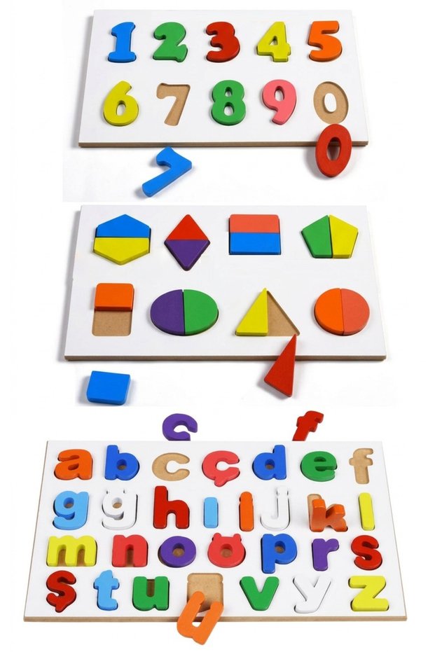 3 in 1 Wooden Alphabet & Numbers & Geometry - Bultak Educational Toy 3D