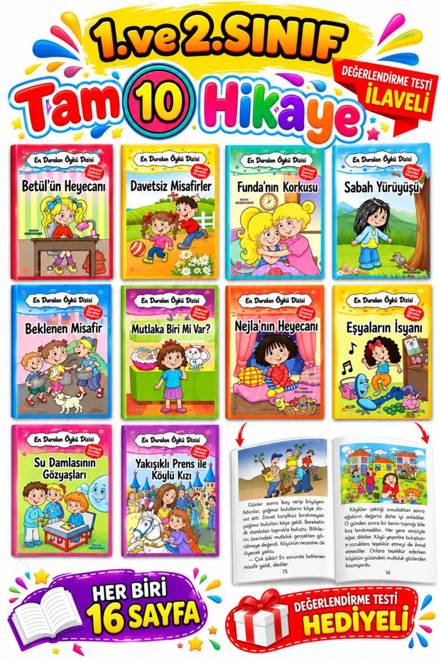 1.sınıflar Için Kitap Okumayı Sevdiren Harika 10'lu Hikaye Kitabı Seti