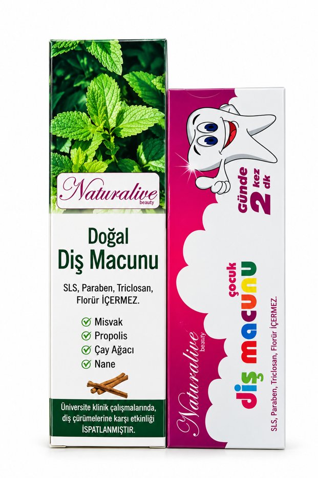 Halal Certified Miswak-Propolis and Mint Natural Toothpaste - 100 ml + Children's Toothpaste 75ml Set of 2