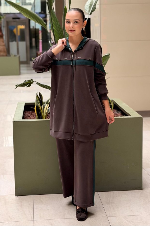 Fuat Gürşen Hooded Color-Blocked Modal Set