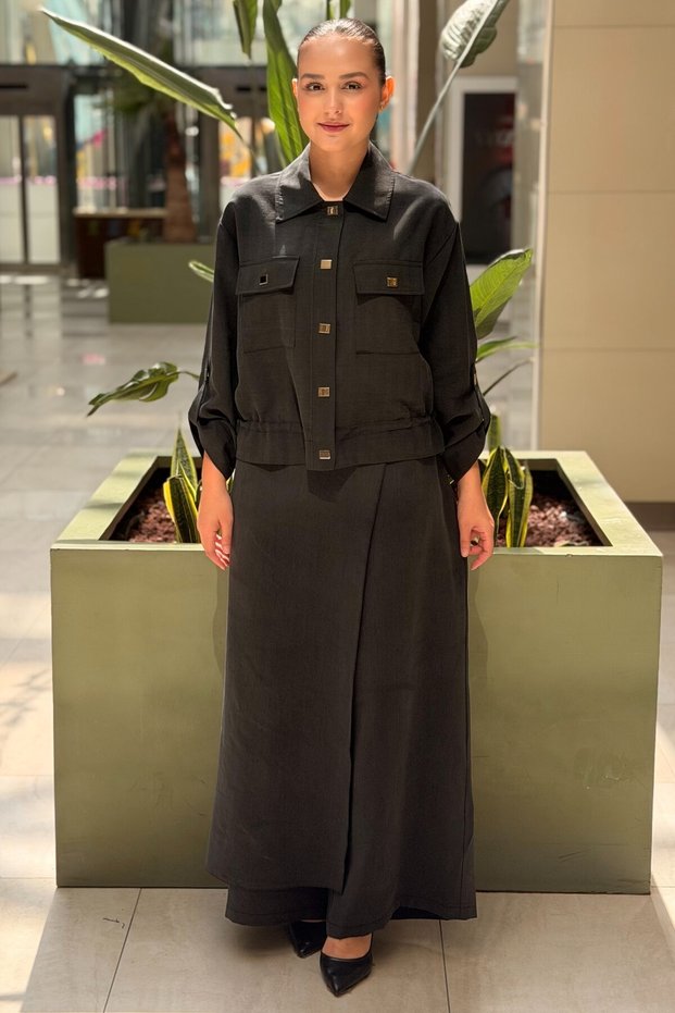 Fuat Gürşen Shirt Collar Square Buttoned Jacket Trousers Set