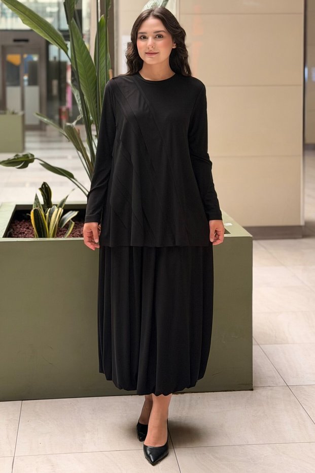 Layered Patterned Tunic Skirt Set