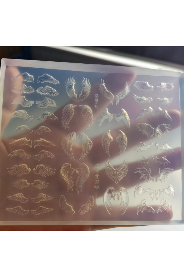 PF-772 Transparent Silicone Nail Art Mold with 3D Wings Butterfly Knot Bat Wings Decorative Piece fo