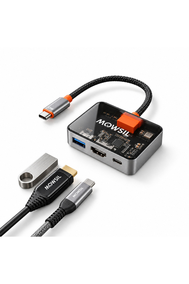 USB-C to HDMI 3-in-1 Multiport Adapter, 4K@60Hz, USB-A 5Gbps, USB-C PD 100W
