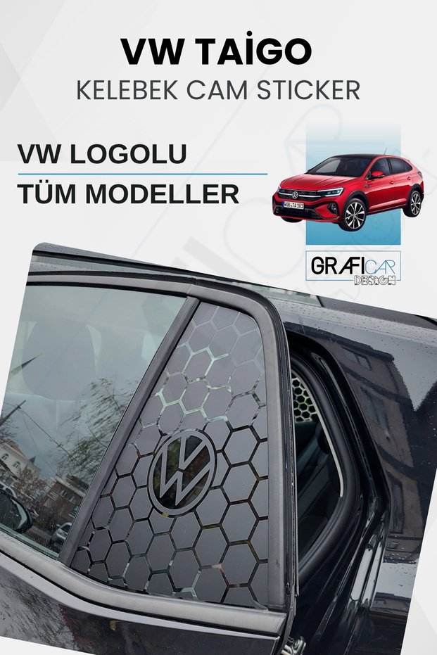 Volkswagen Taigo Compatible Butterfly Glass Sticker Set - with Vw Logo