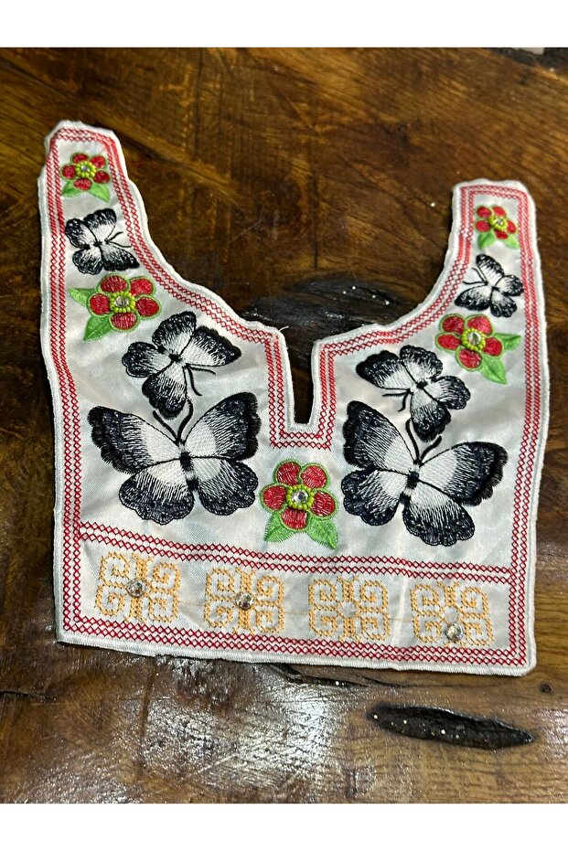 28x23 cm Embroidered Butterfly Collar, Ethnic Collar