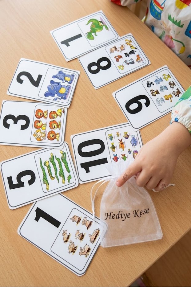 Educational Wooden Number Cards with Pouch Gift