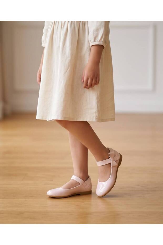 Girl's Ankle Strap Powder Patent Leather Orthopedic Ballerina Shoes