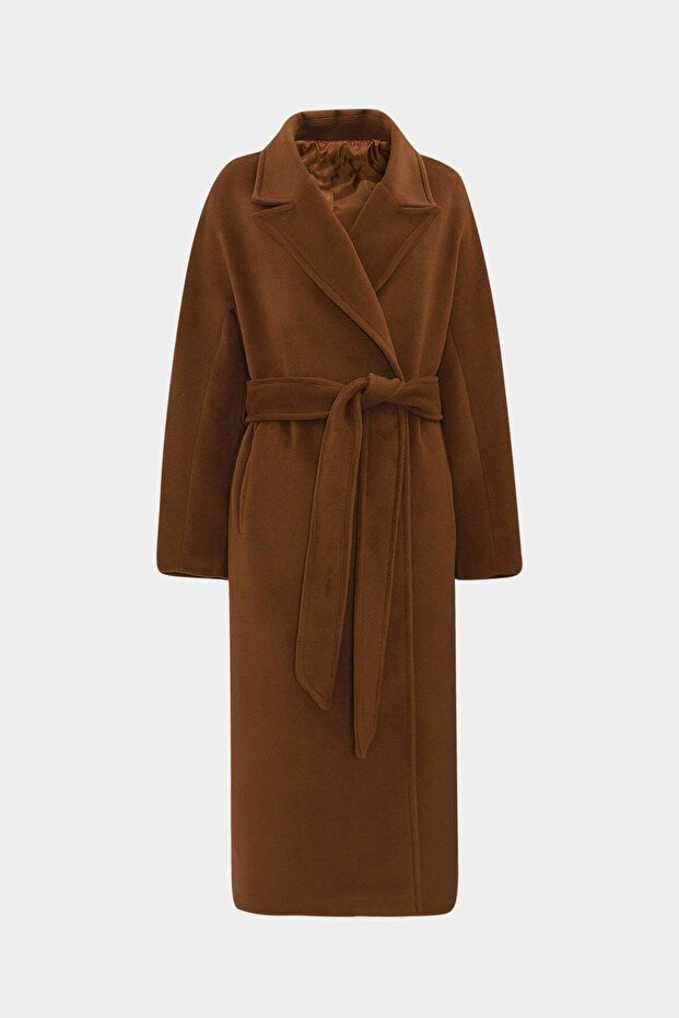 Premium Flaped Fleto Pocket Tied Maxi Wool Coat